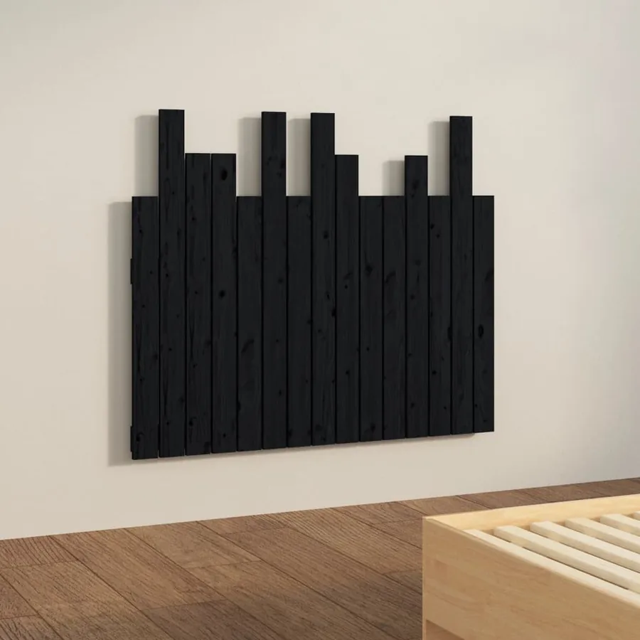 Tête de lit murale Noir 95,5x3x80 cm Bois massif de pin - 4