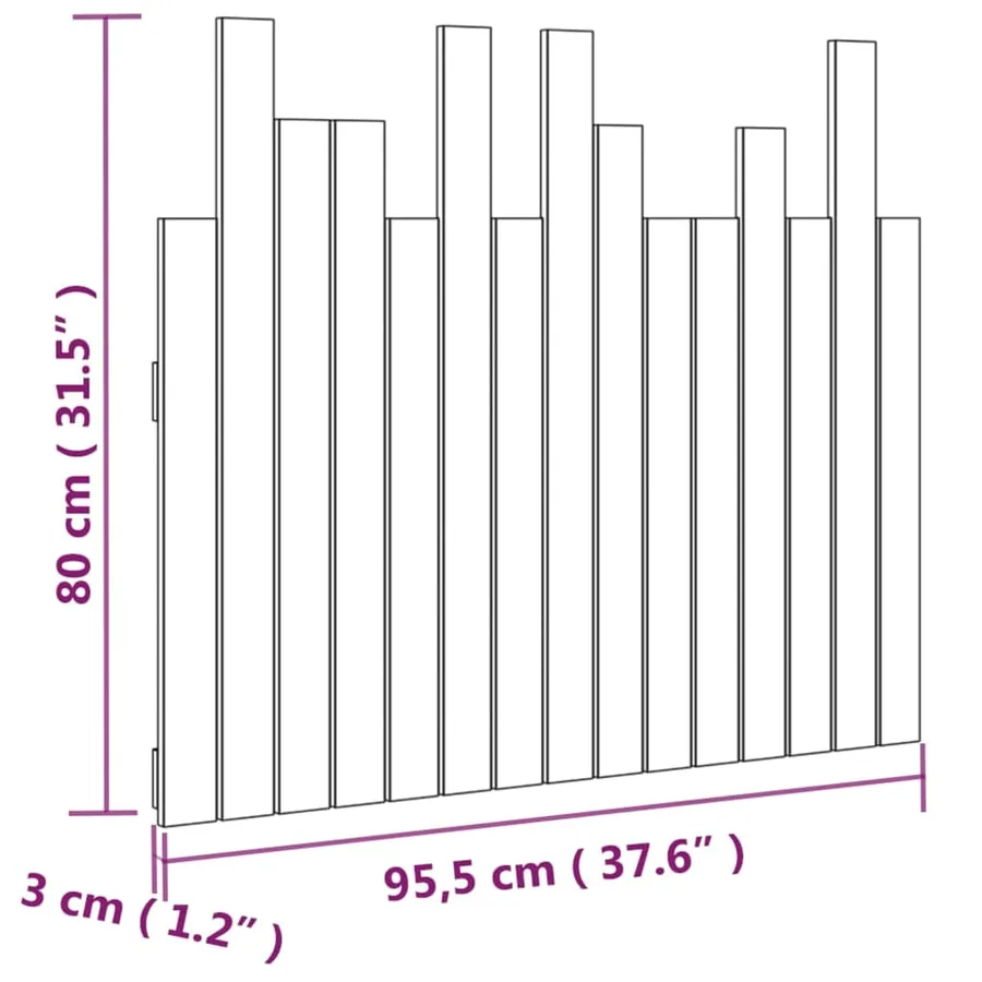Tête de lit murale Noir 95,5x3x80 cm Bois massif de pin - 8