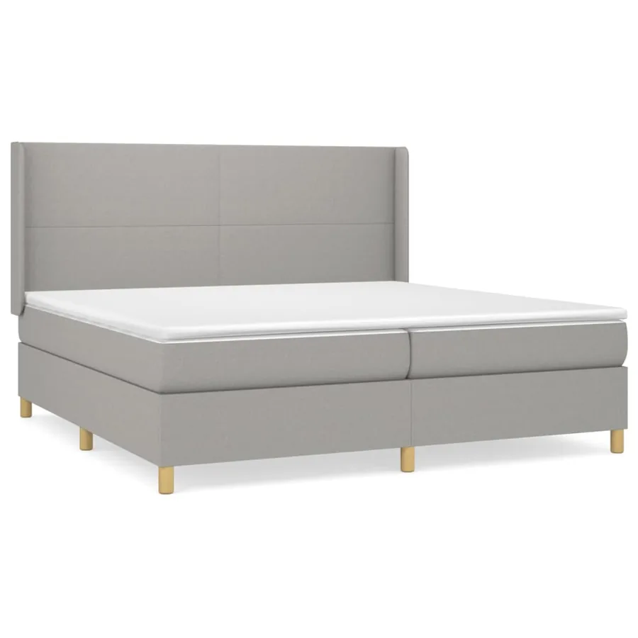 Sommier à lattes de lit avec matelas Gris clair 200x200cm Tissu - 2