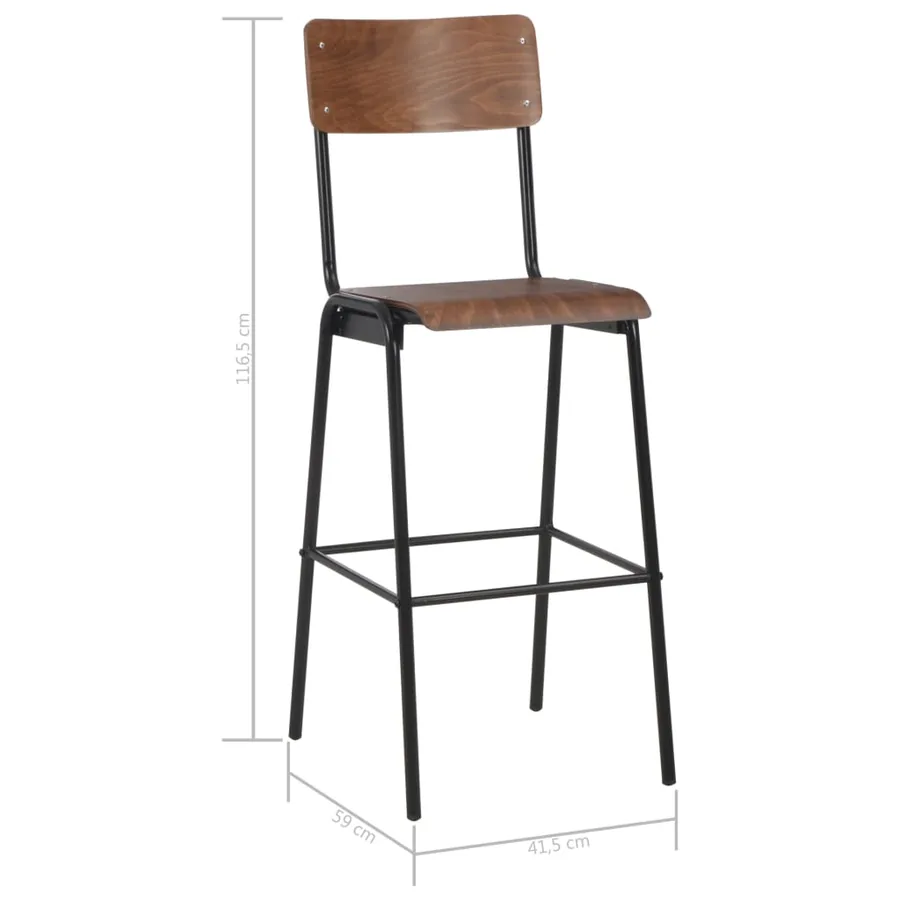 Mobilier de bar 3 pcs Acier Marron Noir - 15