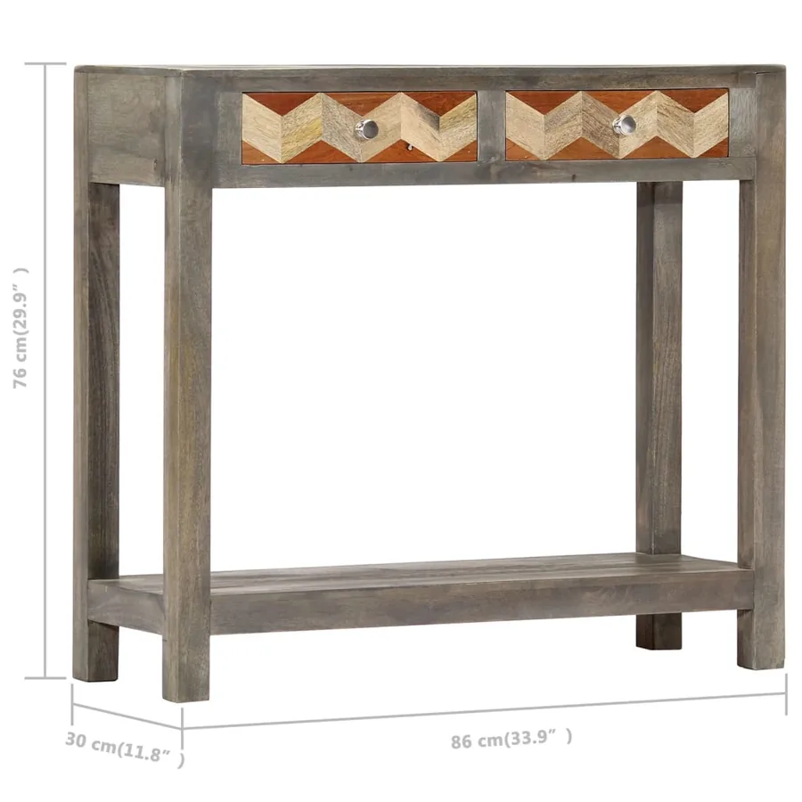 Table console Gris 86 x 30 x 76 cm Bois de manguier massif - 8