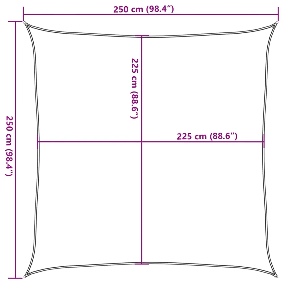 Voile d'ombrage 160 g/m² Bleu 2,5x2,5 m PEHD - 10