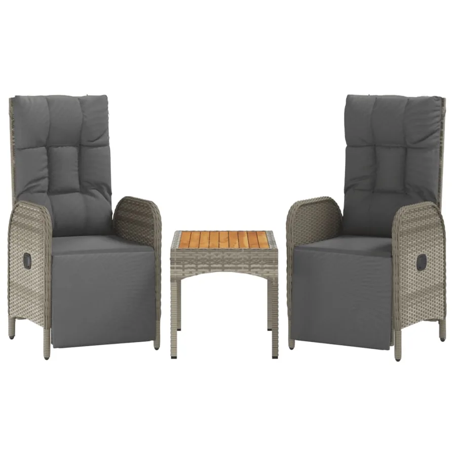 Ensemble à manger jardin 4pcs et coussins Gris Résine tressée - 4