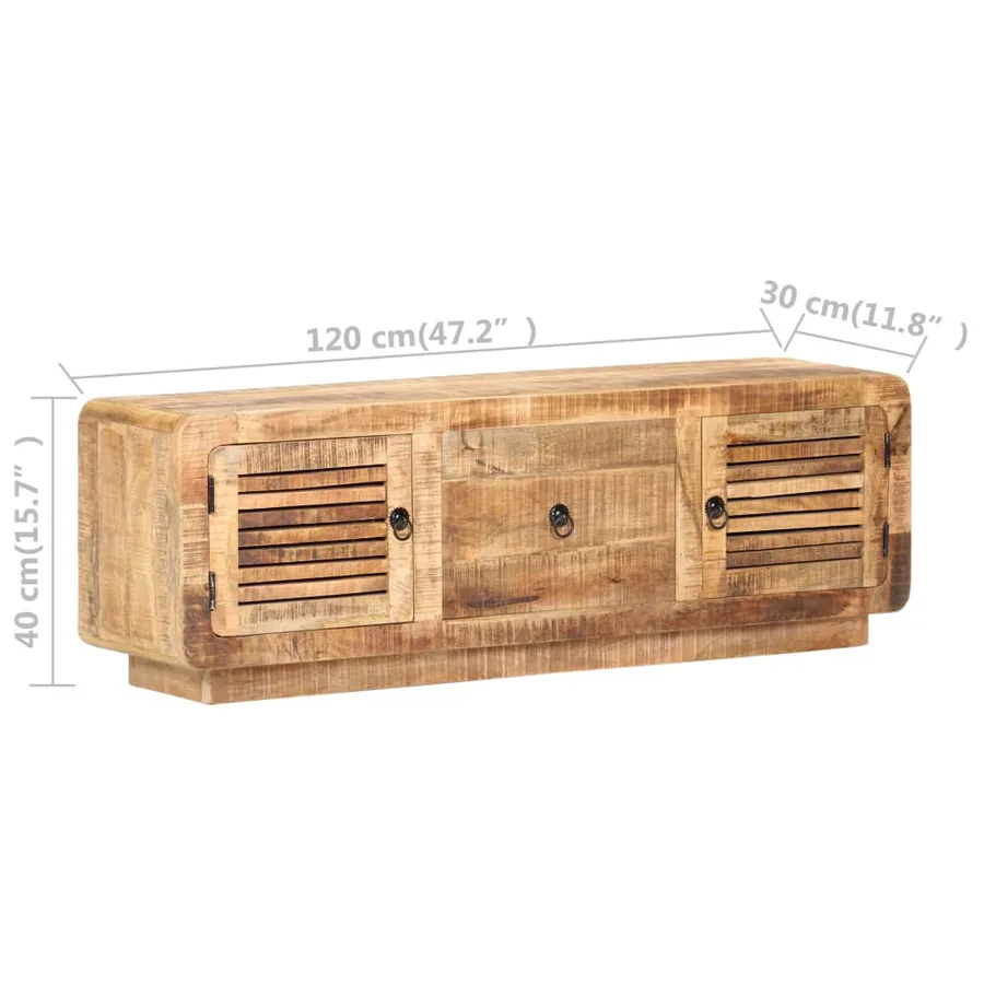 Meuble TV 120x30x40 cm Bois de manguier brut - 7