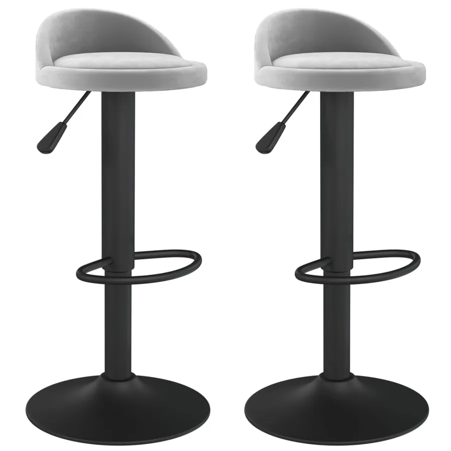 Tabourets de bar lot de 2 gris clair velours - 2