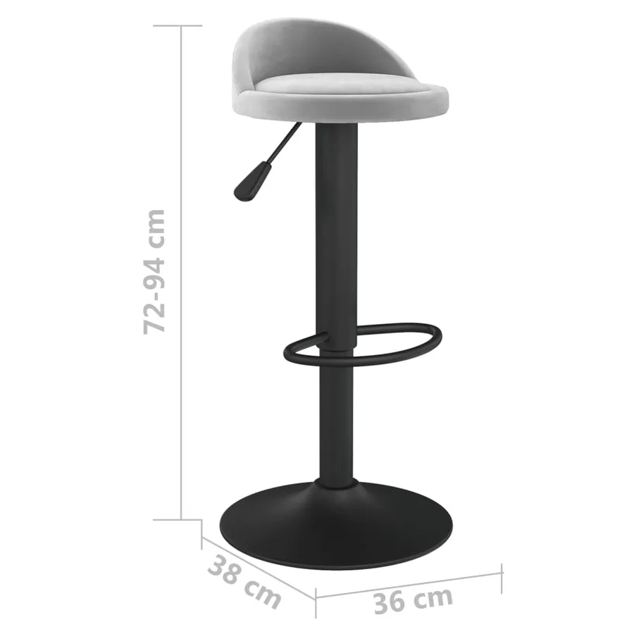 Tabourets de bar lot de 2 gris clair velours - 9
