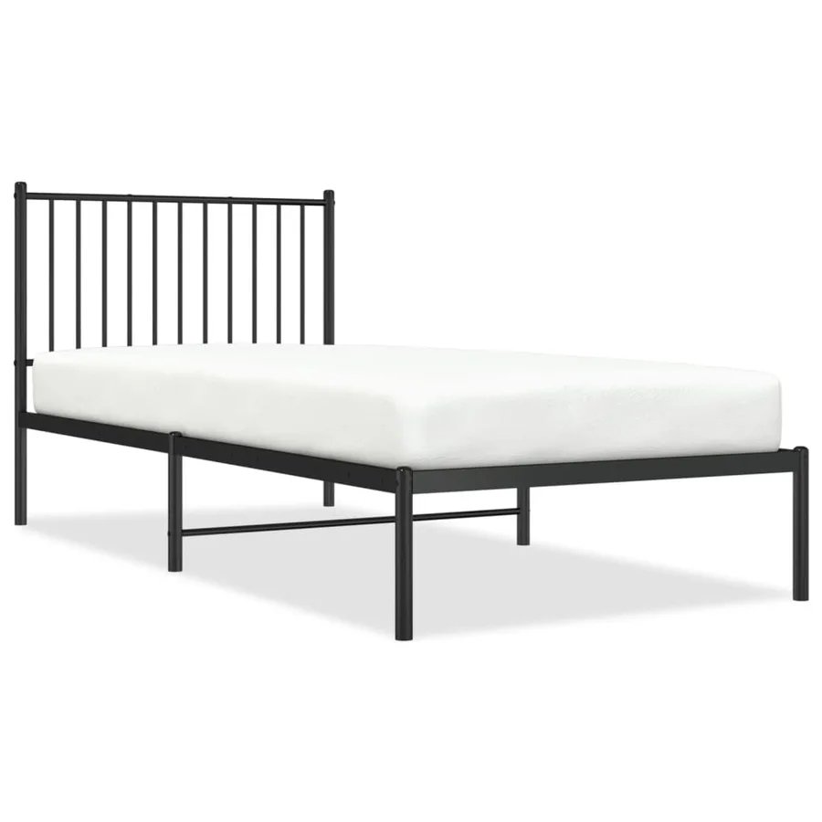 Cadre de lit métal sans matelas avec tête de lit noir 90x200 cm - 2