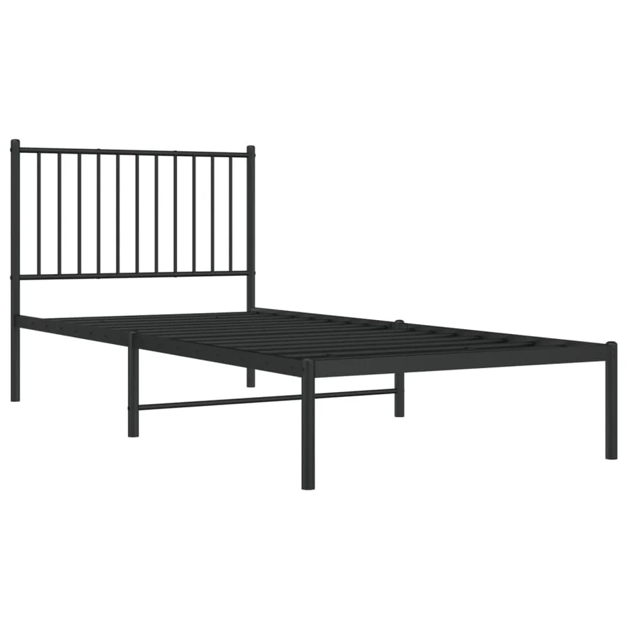 Cadre de lit métal sans matelas avec tête de lit noir 90x200 cm - 3