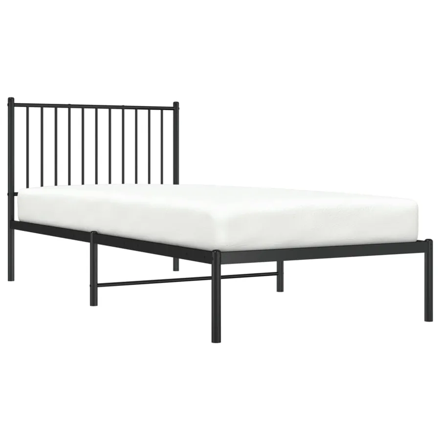 Cadre de lit métal sans matelas avec tête de lit noir 90x200 cm - 4