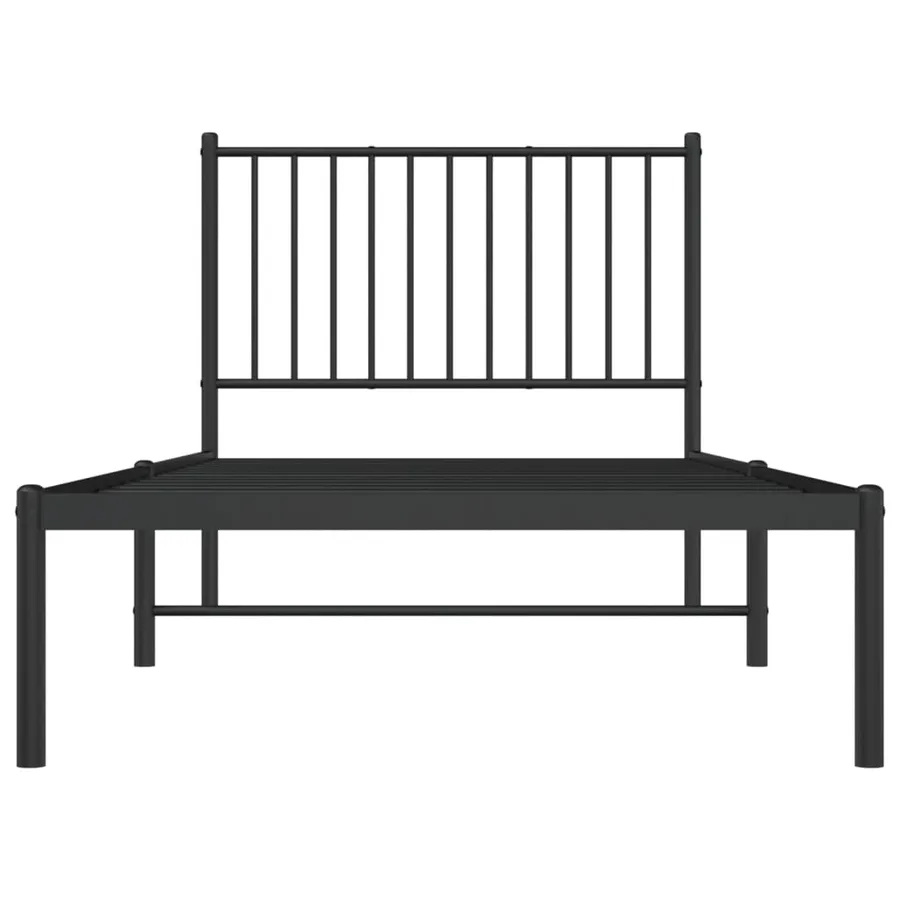 Cadre de lit métal sans matelas avec tête de lit noir 90x200 cm - 5