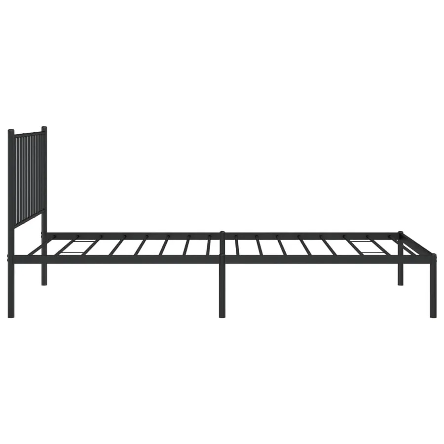 Cadre de lit métal sans matelas avec tête de lit noir 90x200 cm - 6