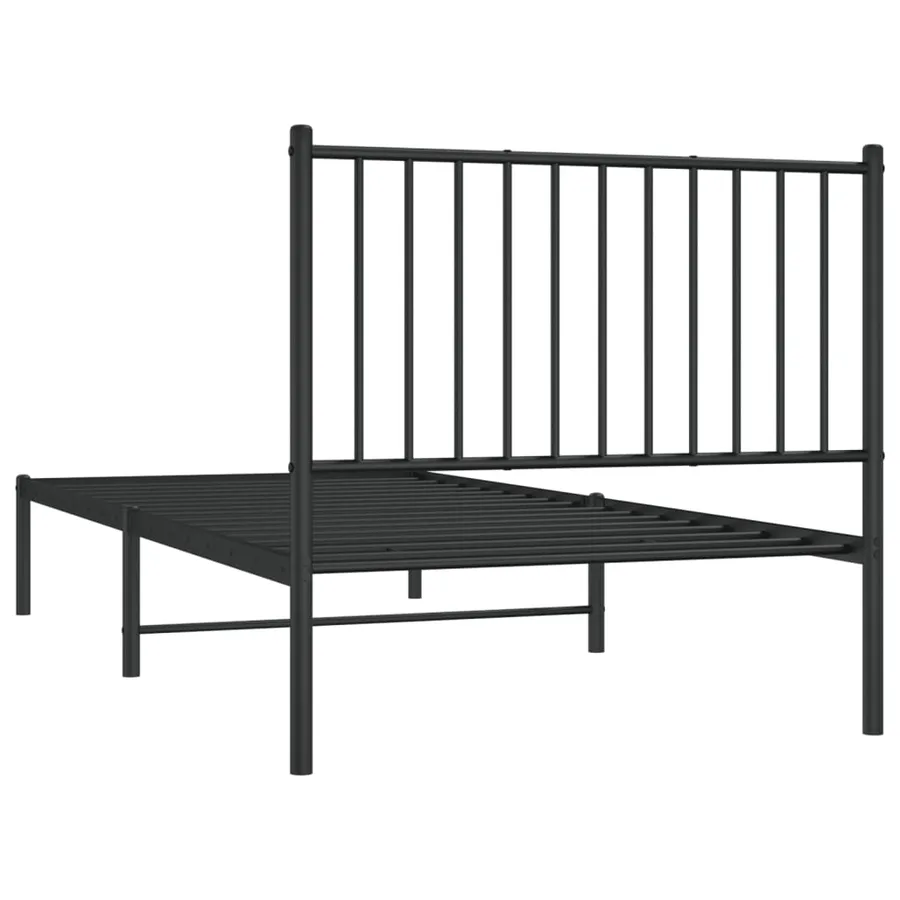 Cadre de lit métal sans matelas avec tête de lit noir 90x200 cm - 7