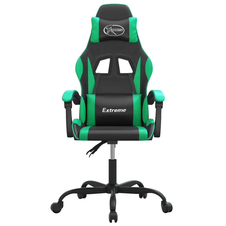 Chaise de jeu pivotante Noir et vert Similicuir - 3