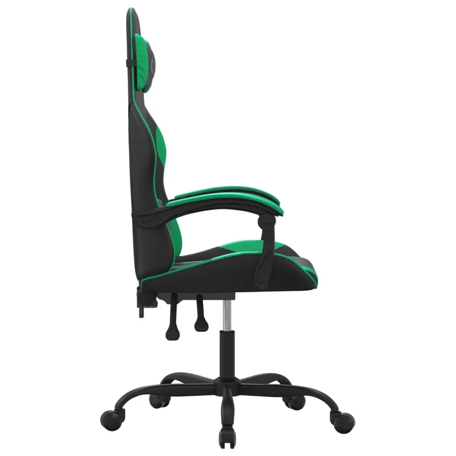 Chaise de jeu pivotante Noir et vert Similicuir - 4