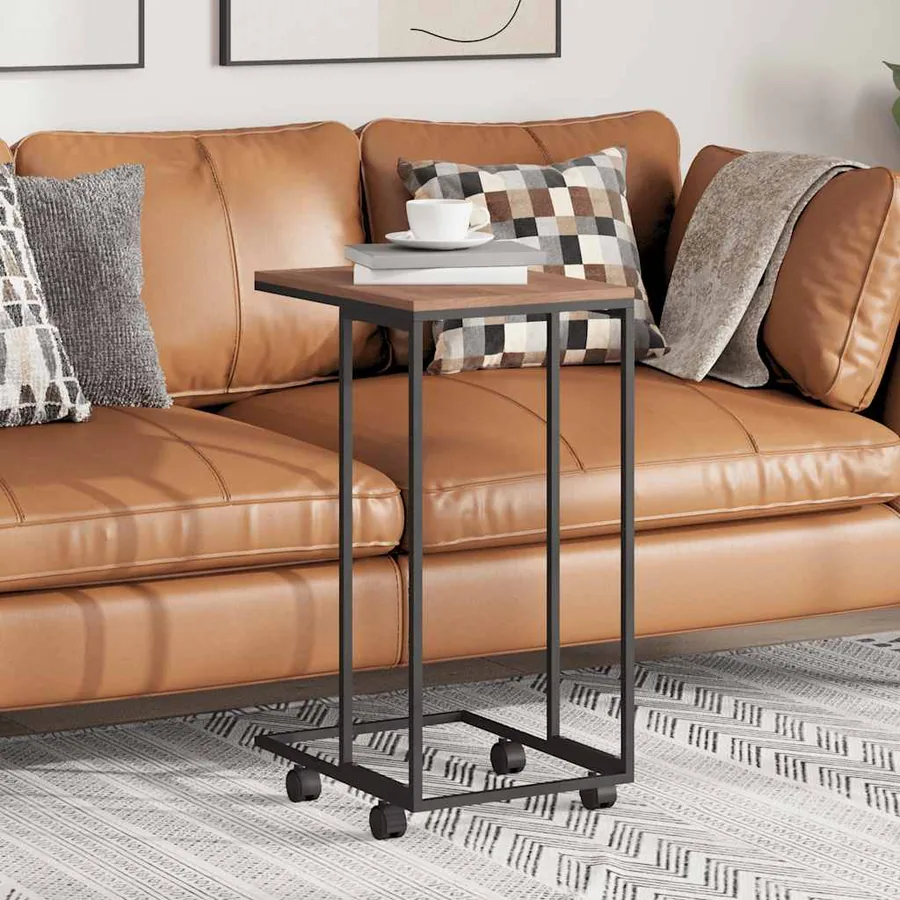Table d'appoint avec roues Noir 40x30x63,5 cm Bois d'ingénierie