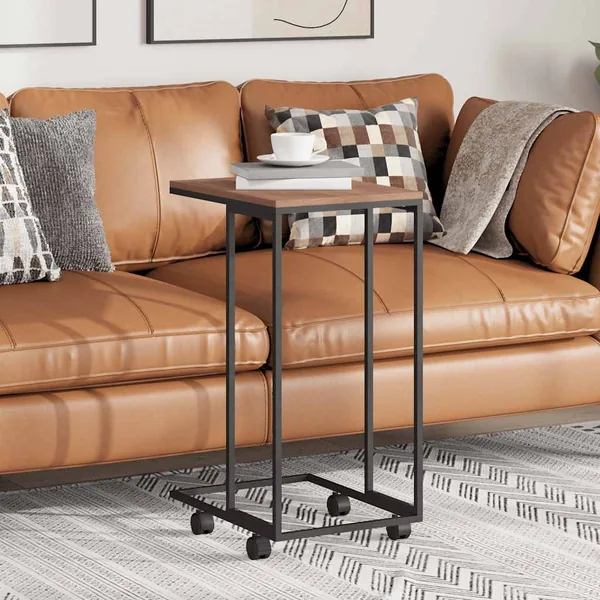 Table d'appoint avec roues Noir 40x30x63,5 cm Bois d'ingénierie