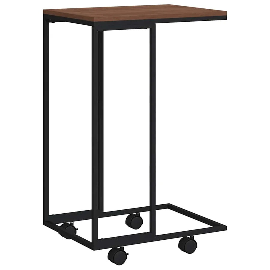 Table d'appoint avec roues Noir 40x30x63,5 cm Bois d'ingénierie - 2