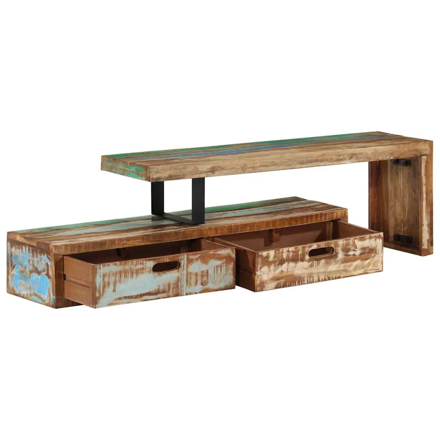 Meuble TV (118-200) x 30 x 40 cm en bois massif recyclé - 3
