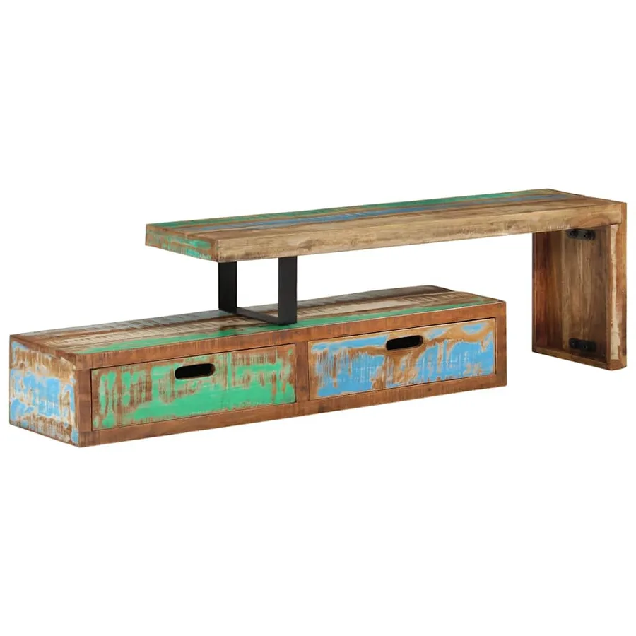 Meuble TV (118-200) x 30 x 40 cm en bois massif recyclé - 6