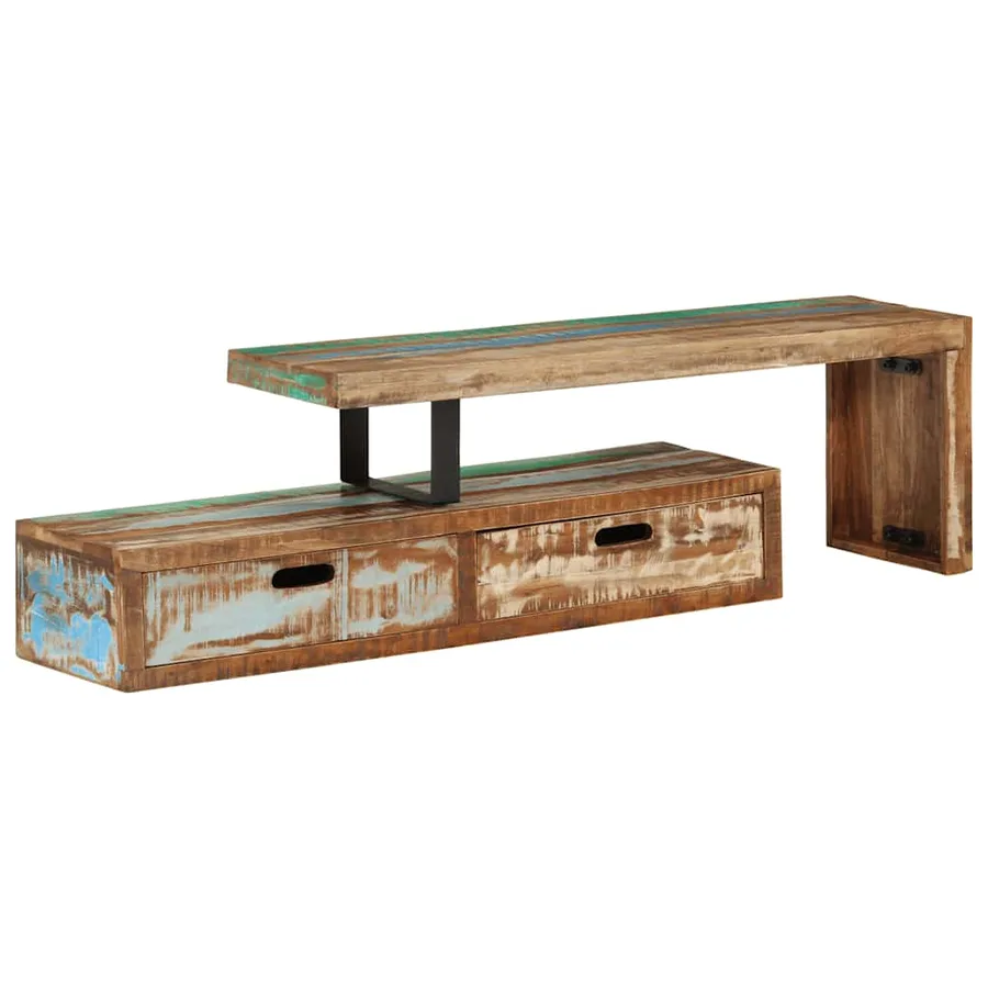 Meuble TV (118-200) x 30 x 40 cm en bois massif recyclé - 7