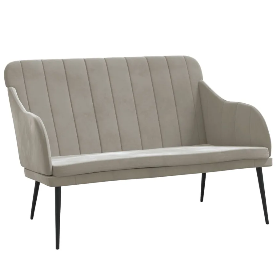 Banc Gris clair 110x76x80 cm Velours - 2