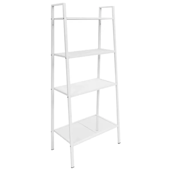 Bibliothèque échelle 4 niveaux Métal Blanc