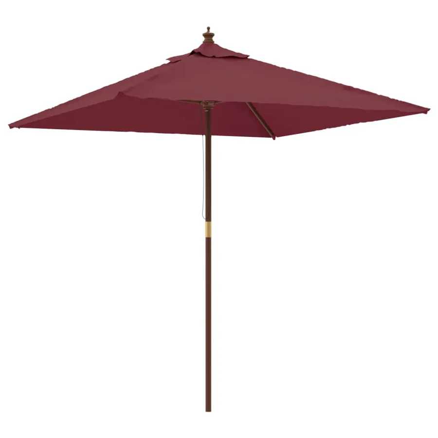Parasol de jardin avec mât en bois rouge bordeaux 198x198x231cm - 2