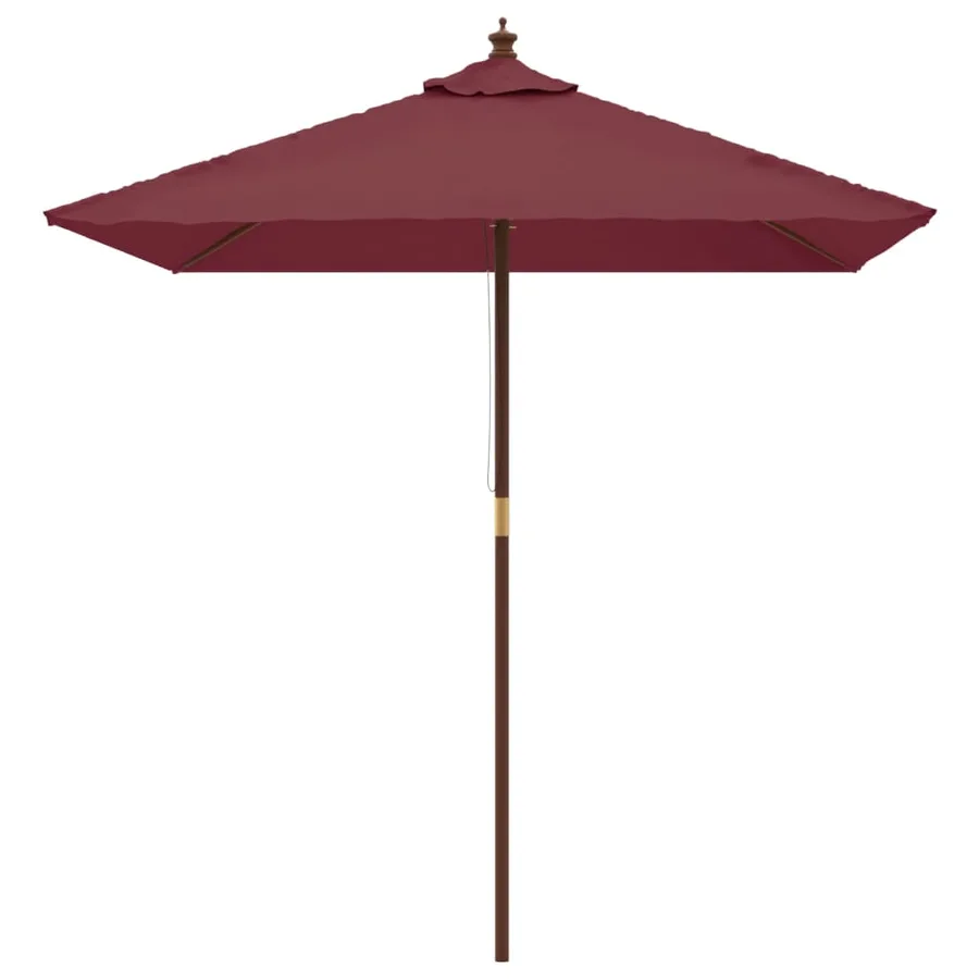 Parasol de jardin avec mât en bois rouge bordeaux 198x198x231cm - 3