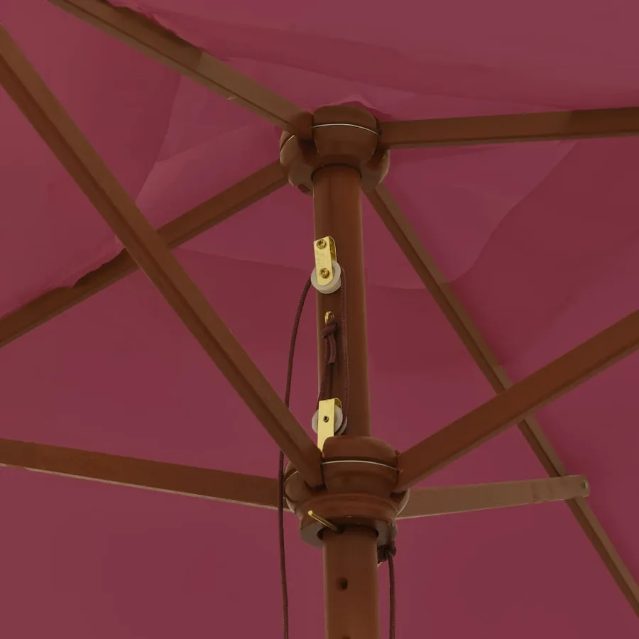 Parasol de jardin avec mât en bois rouge bordeaux 198x198x231cm - 5