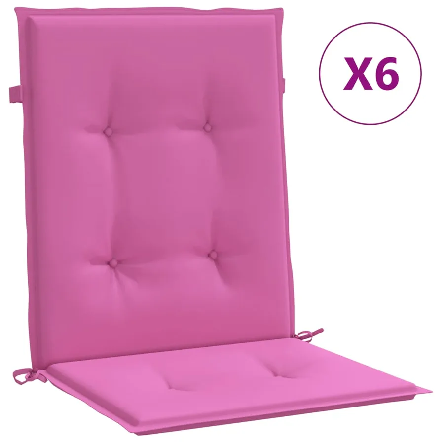 Coussins de chaise à dossier bas lot de 6 rose tissu - 2