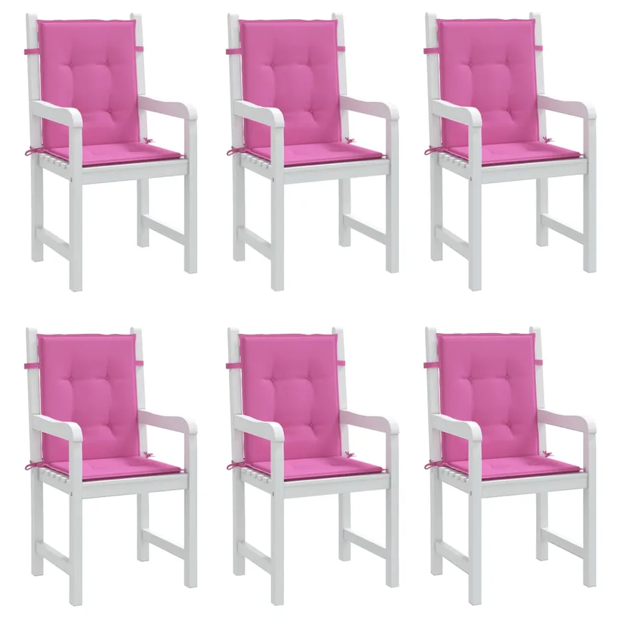 Coussins de chaise à dossier bas lot de 6 rose tissu - 4
