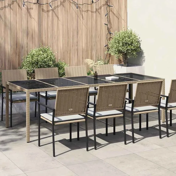 Table de Jardin Beige 250 x 100 x 75 cm polyrotin
