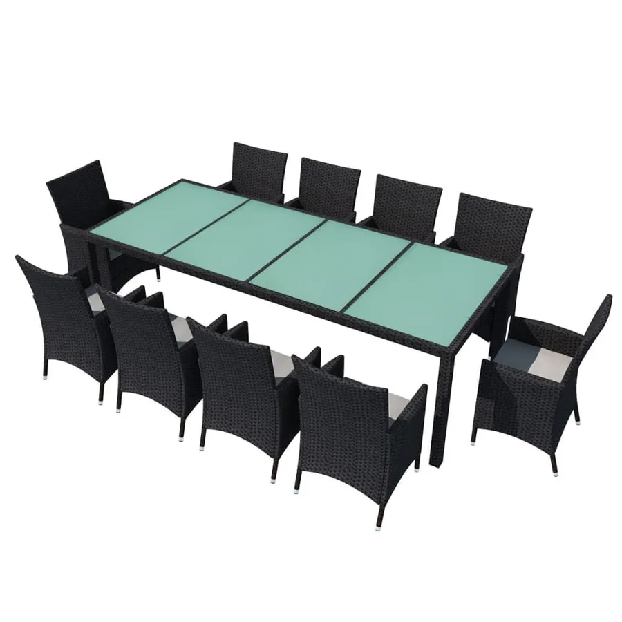 Ensemble à manger d'extérieur 11 pcs coussins résine tressée - 2
