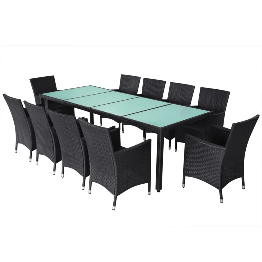 Ensemble à manger d'extérieur 11 pcs coussins résine tressée - 3