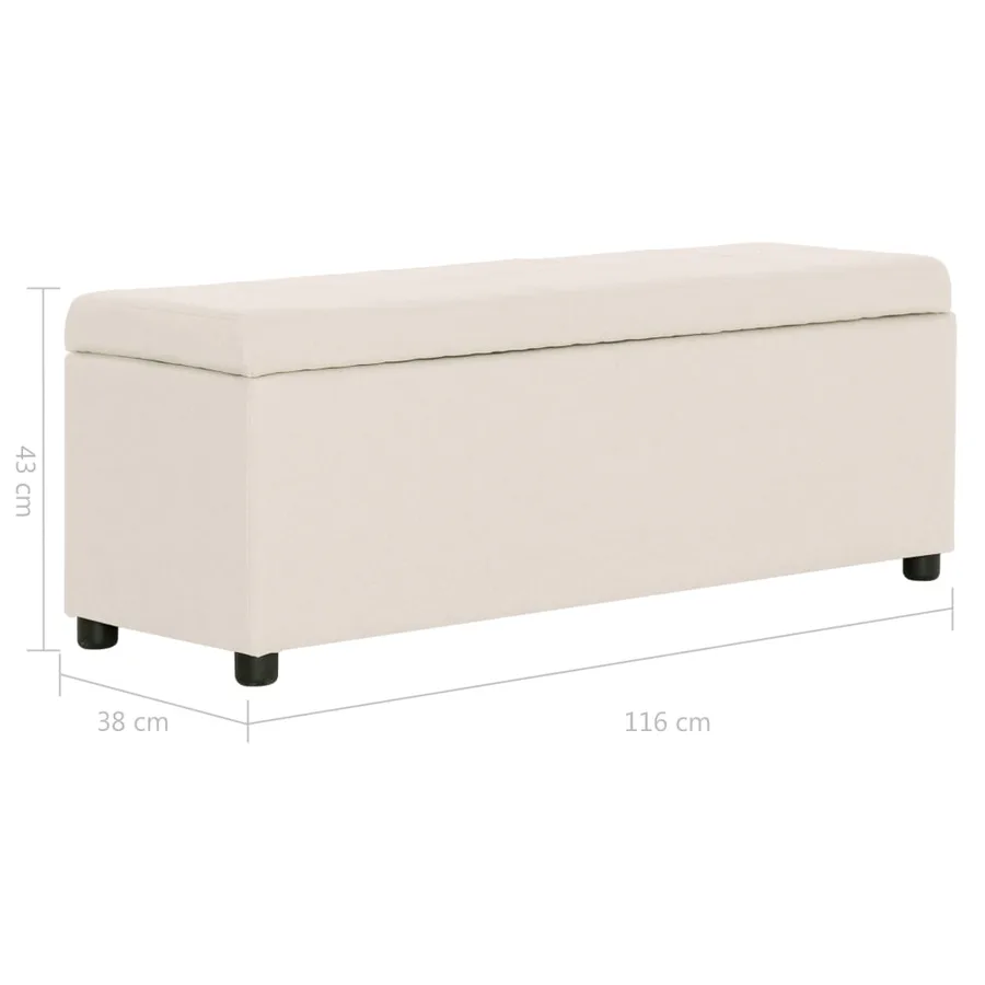 Banc avec compartiment de rangement 116 cm Crème Polyester - 8