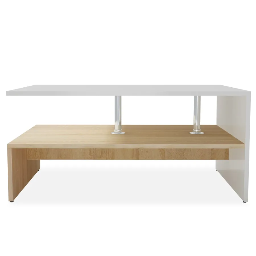 Table basse Bois d'ingénierie 90x59x42 cm Chêne et blanc - 3