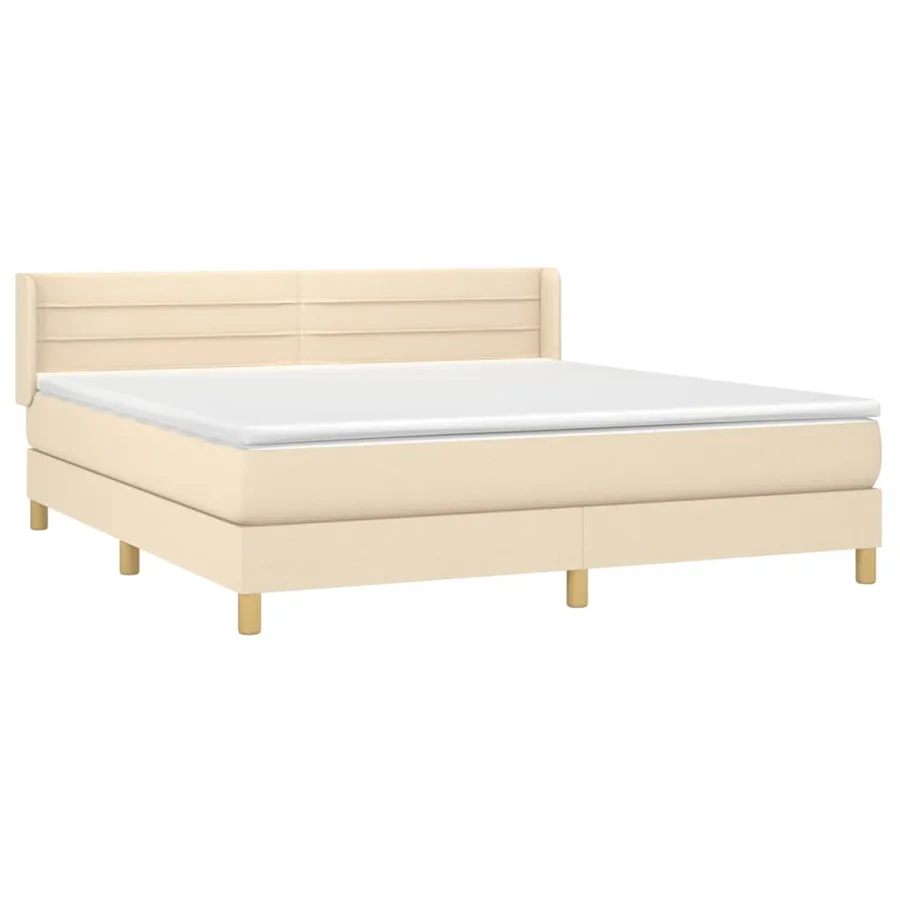 Sommier à lattes de lit avec matelas Crème 180x200 cm Tissu - 3