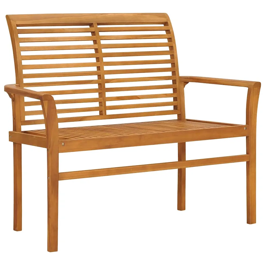 Banc de jardin avec coussin crème 112 cm Bois de teck massif - 2