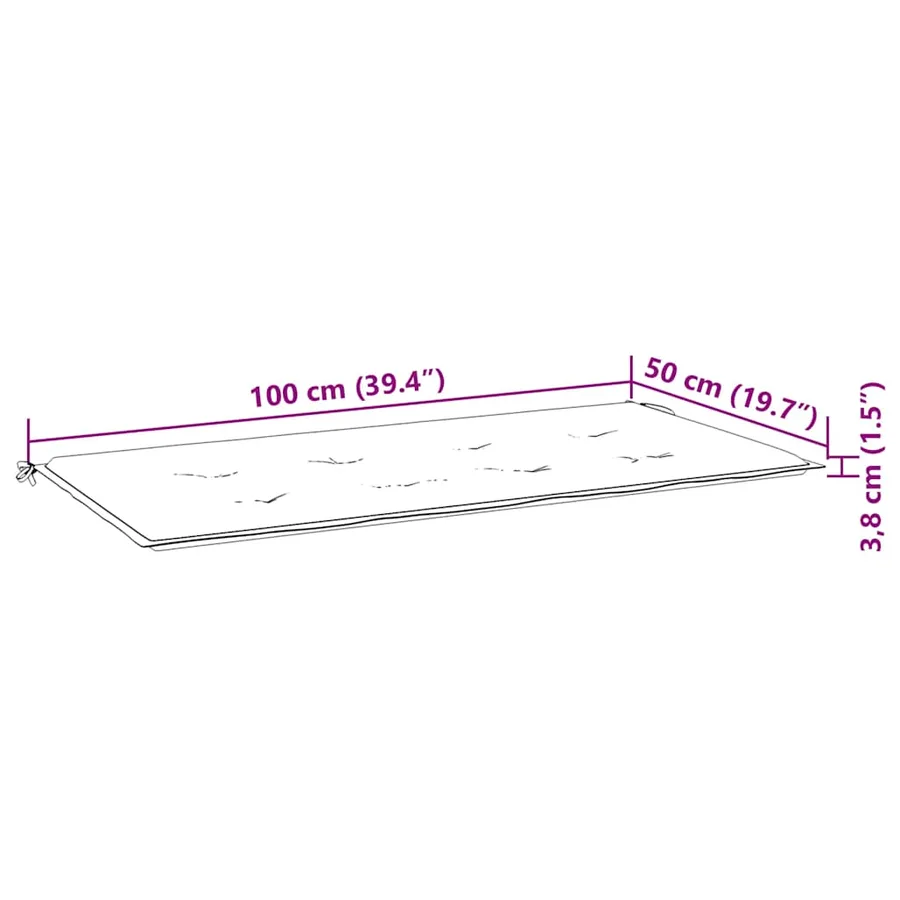 Banc de jardin avec coussin crème 112 cm Bois de teck massif - 9