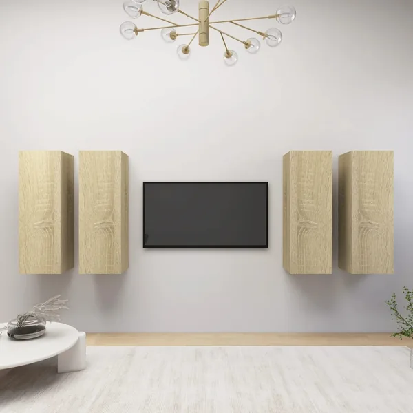 Meubles TV 4 pcs Chêne sonoma 30,5x30x90 cm Bois d'ingénierie