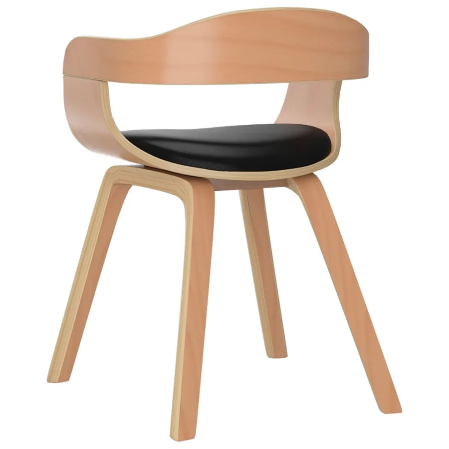 Chaise à manger Noir Bois courbé et similicuir - 5