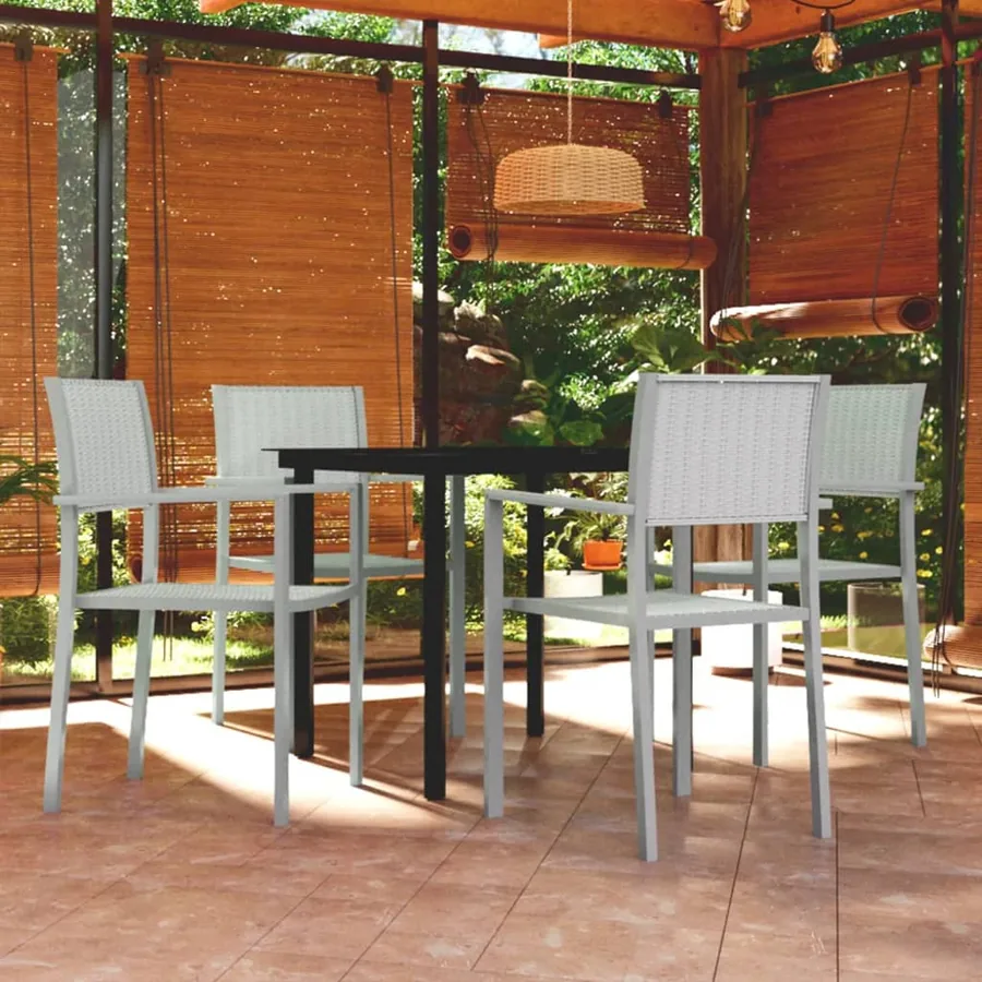 Ensemble à manger de jardin 5 pcs Blanc