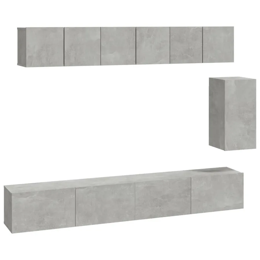 Ensemble de meubles TV 6 pcs Gris béton Bois d'ingénierie - 2