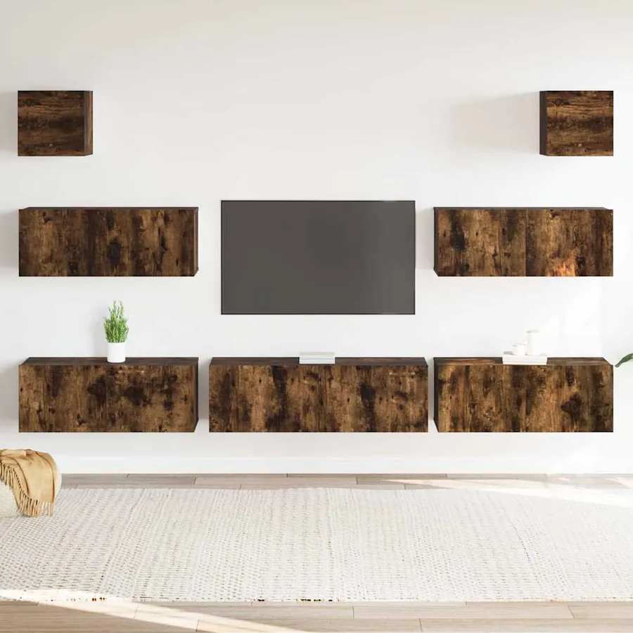 Ensemble de meubles TV 7 pcs Chêne fumé Bois d'ingénierie