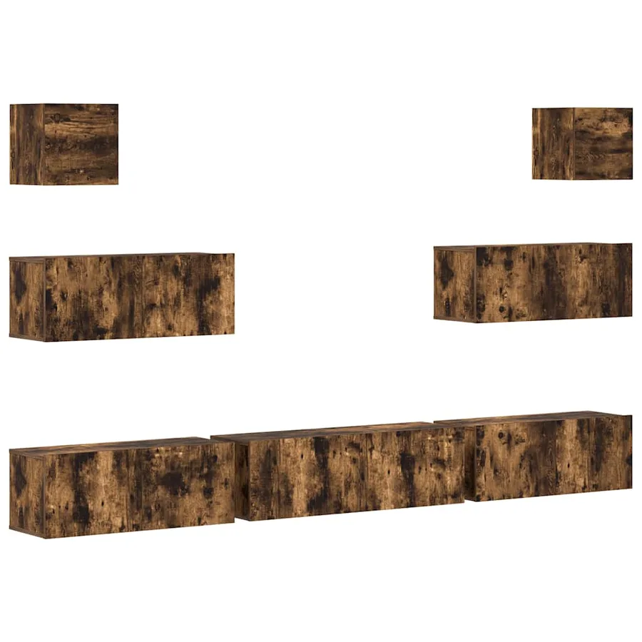 Ensemble de meubles TV 7 pcs Chêne fumé Bois d'ingénierie - 2