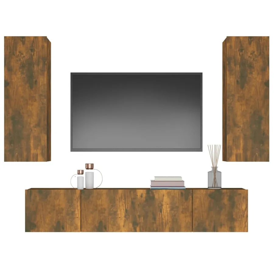 Ensemble de meubles TV 4 pcs Chêne fumé Bois d'ingénierie - 10