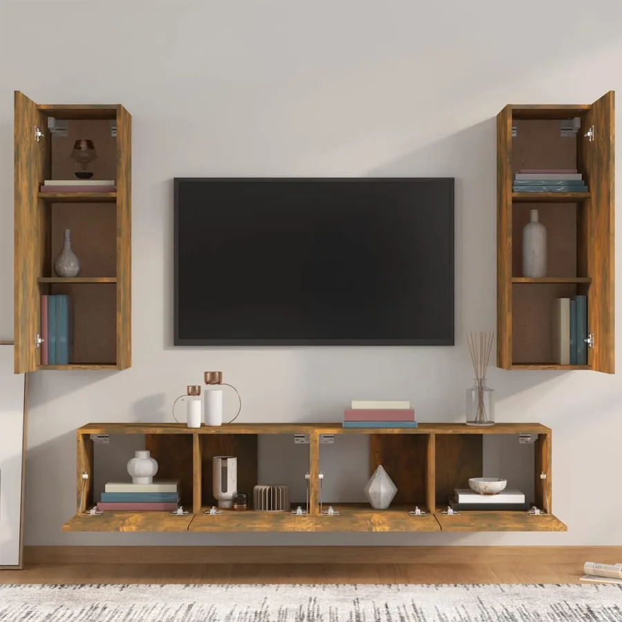 Ensemble de meubles TV 4 pcs Chêne fumé Bois d'ingénierie - 3