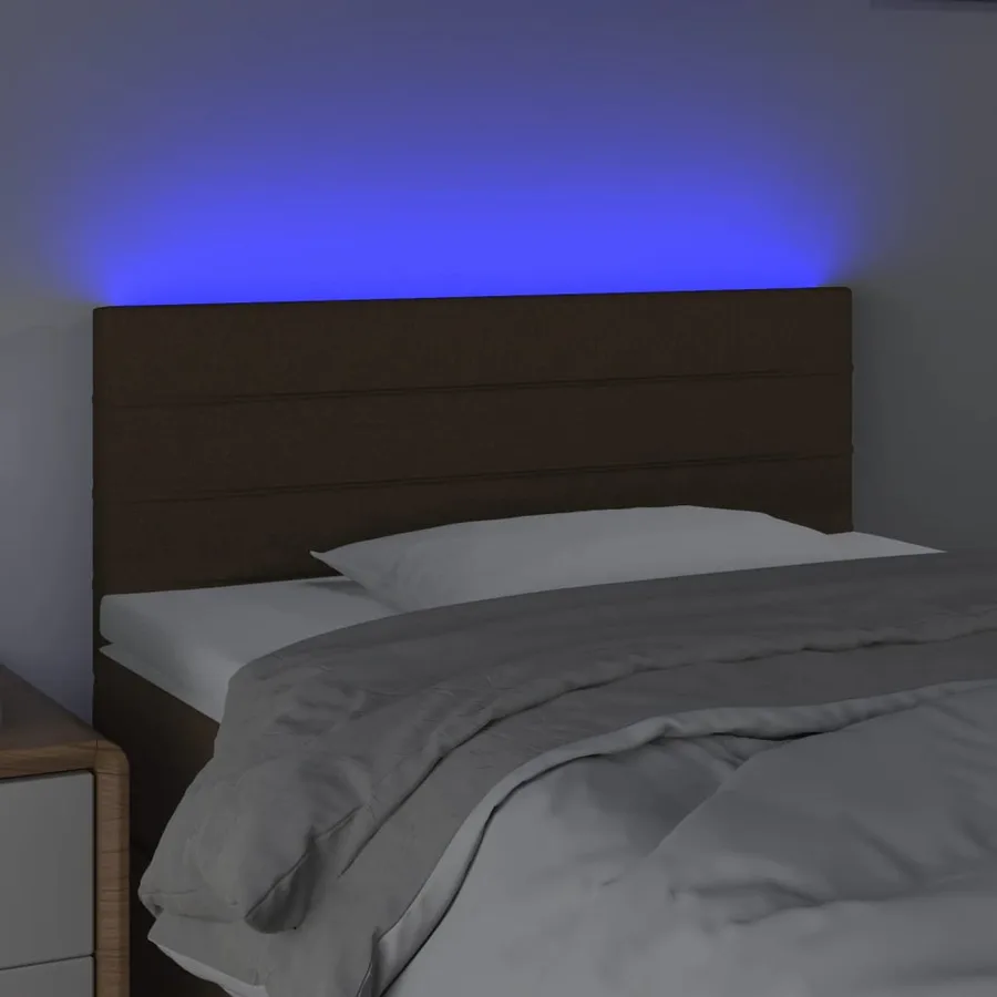 Tête de lit à LED Marron Foncé 100x5x78/88 cm Tissu - 3
