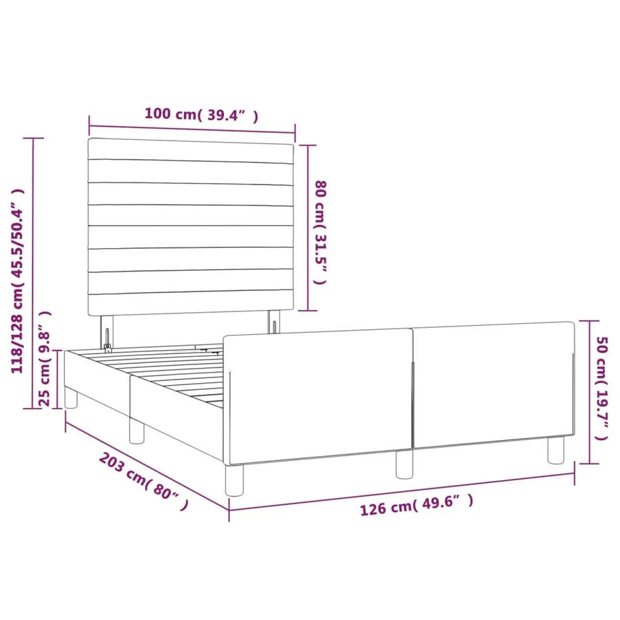Cadre de lit sans matelas gris clair 120x200 cm velours - 14