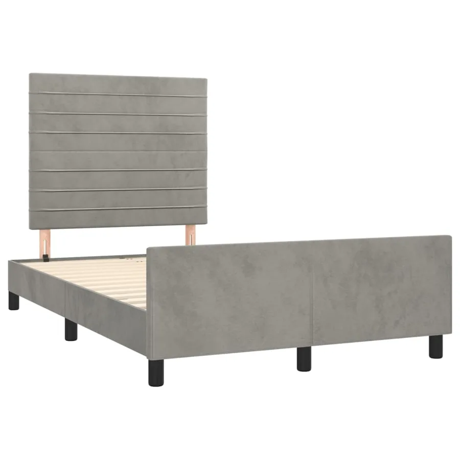 Cadre de lit sans matelas gris clair 120x200 cm velours - 4